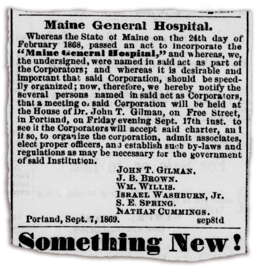 historical article about Maine General Hospital